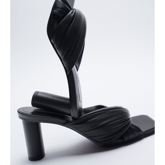 Zara New Black Quilted Leather Mules Shoes, nwt - Picture 7 of 8